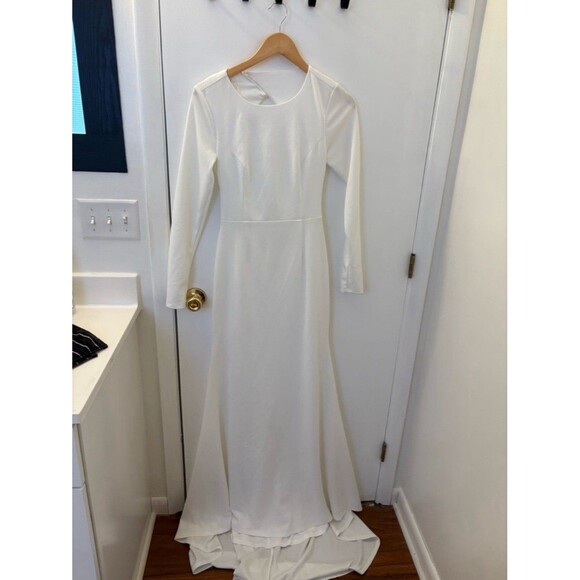 Lulus Eloquent Endearment White Long Sleeve Backless Maxi Dress Size XL Wedding - Picture 2 of 9